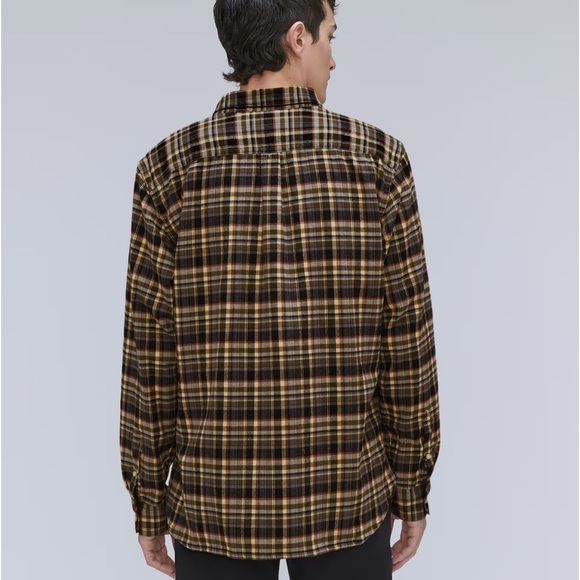 Everlane Men's Plaid Button Down Shirt - Brown and Yellow - Picture 2 of 12